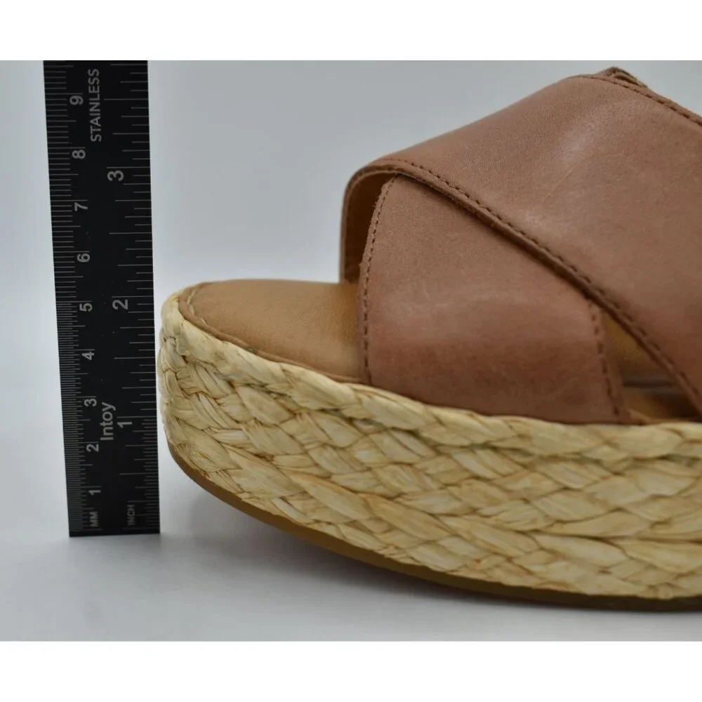 Born Womens Size 11 Moriah Brown Full Grain Leather Espadrille‎ Wedge Sandals